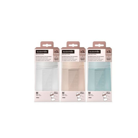 BIBERON SILICONA SUAVINEX SOFT COLOUR + 3 MESES 1 UNIDAD 240 ML