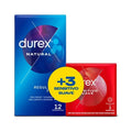 Preservativos Durex Natural 12 uds + Sensitivo Suave 3 uds